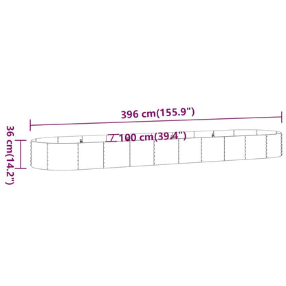 Hochbeet Pulverbeschichteter Stahl 396x100x36 cm Silbern