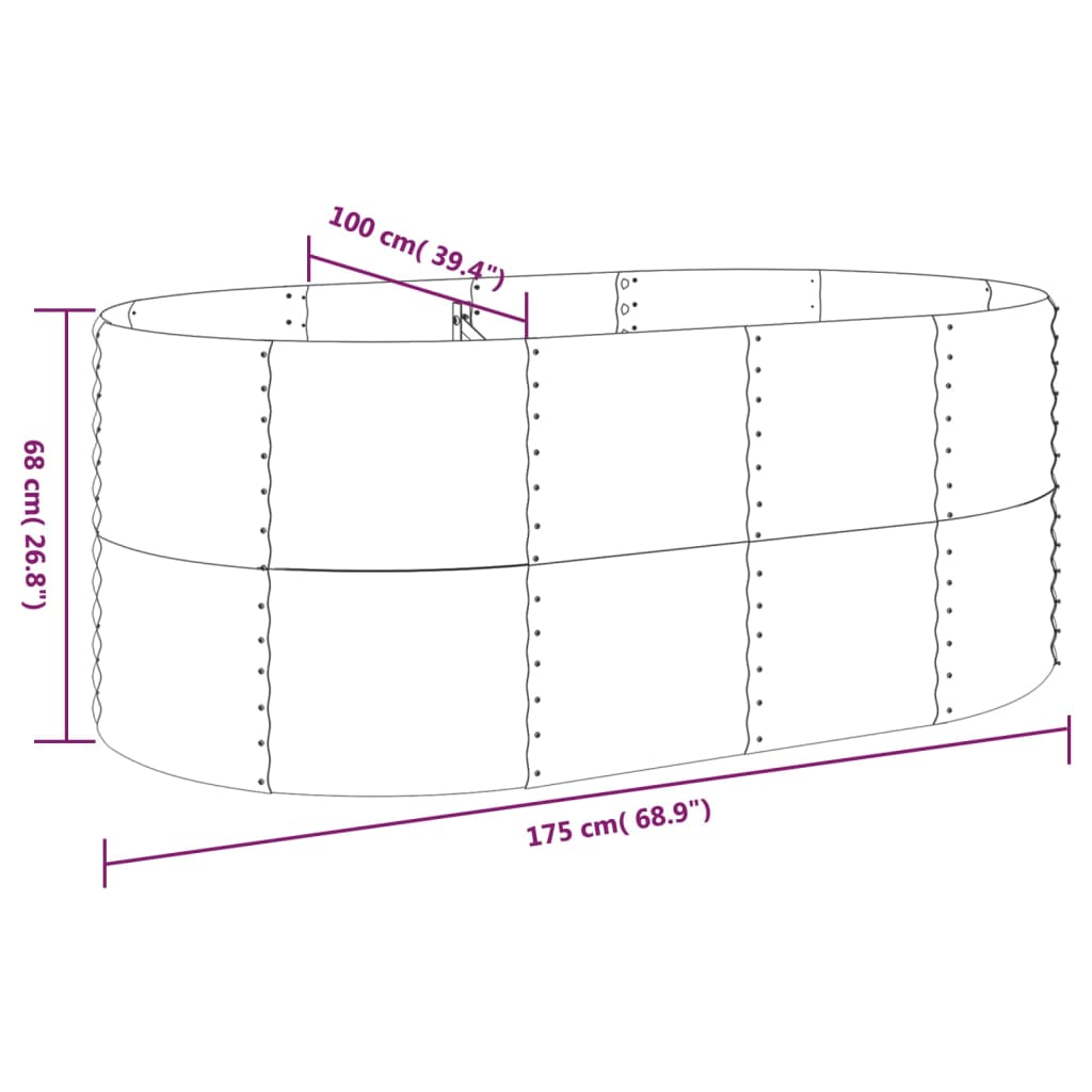 Hochbeet Pulverbeschichteter Stahl 175x100x68 cm Grau