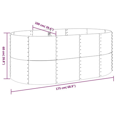 Hochbeet Pulverbeschichteter Stahl 175x100x68 cm Grau