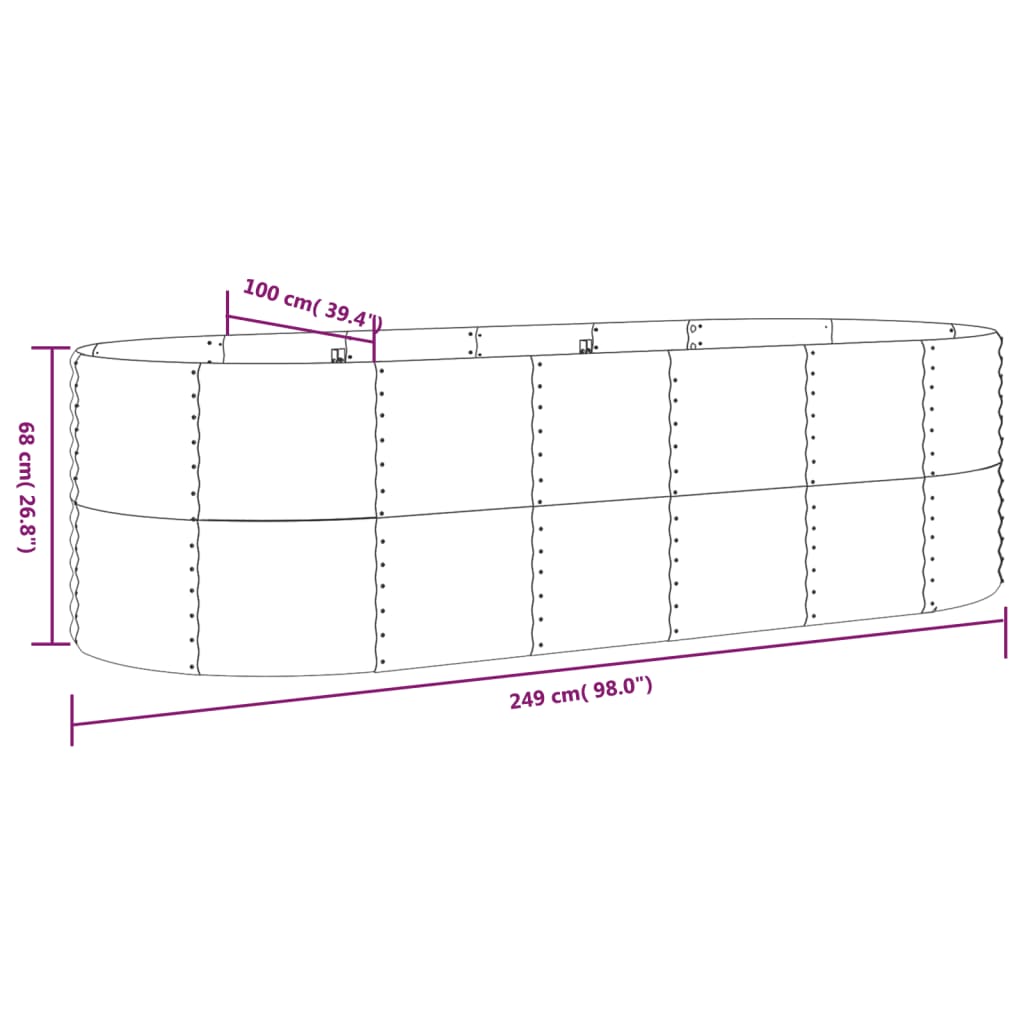 Hochbeet Pulverbeschichteter Stahl 249x100x68 cm Braun