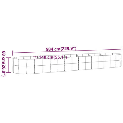 Hochbeet Pulverbeschichteter Stahl 584x140x68 cm Grau