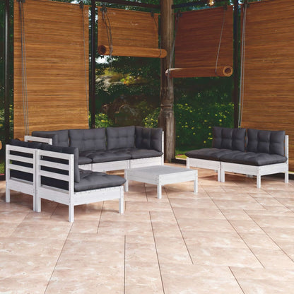 8-tlg. Garten-Lounge-Set mit Kissen Kiefer Massivholz