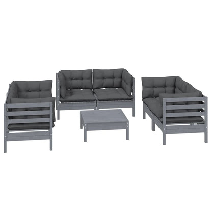 7-tlg. Garten-Lounge-Set mit Kissen Kiefer Massivholz