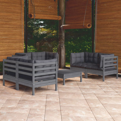 7-tlg. Garten-Lounge-Set mit Kissen Kiefer Massivholz