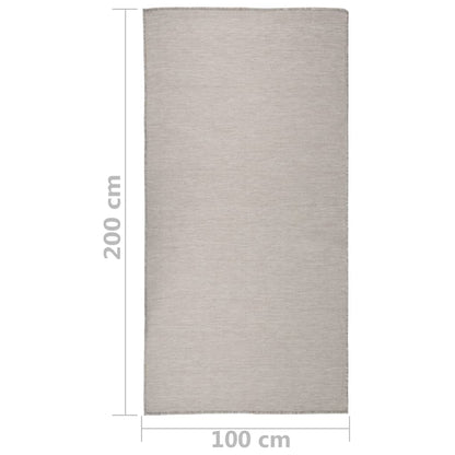 Outdoor-Teppich Flachgewebe 100x200 cm Taupe