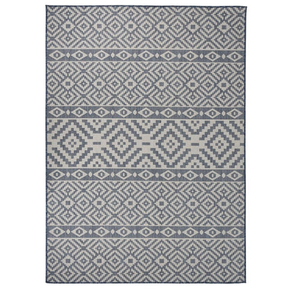 Outdoor-Teppich Flachgewebe 200x280 cm Blau Gestreift