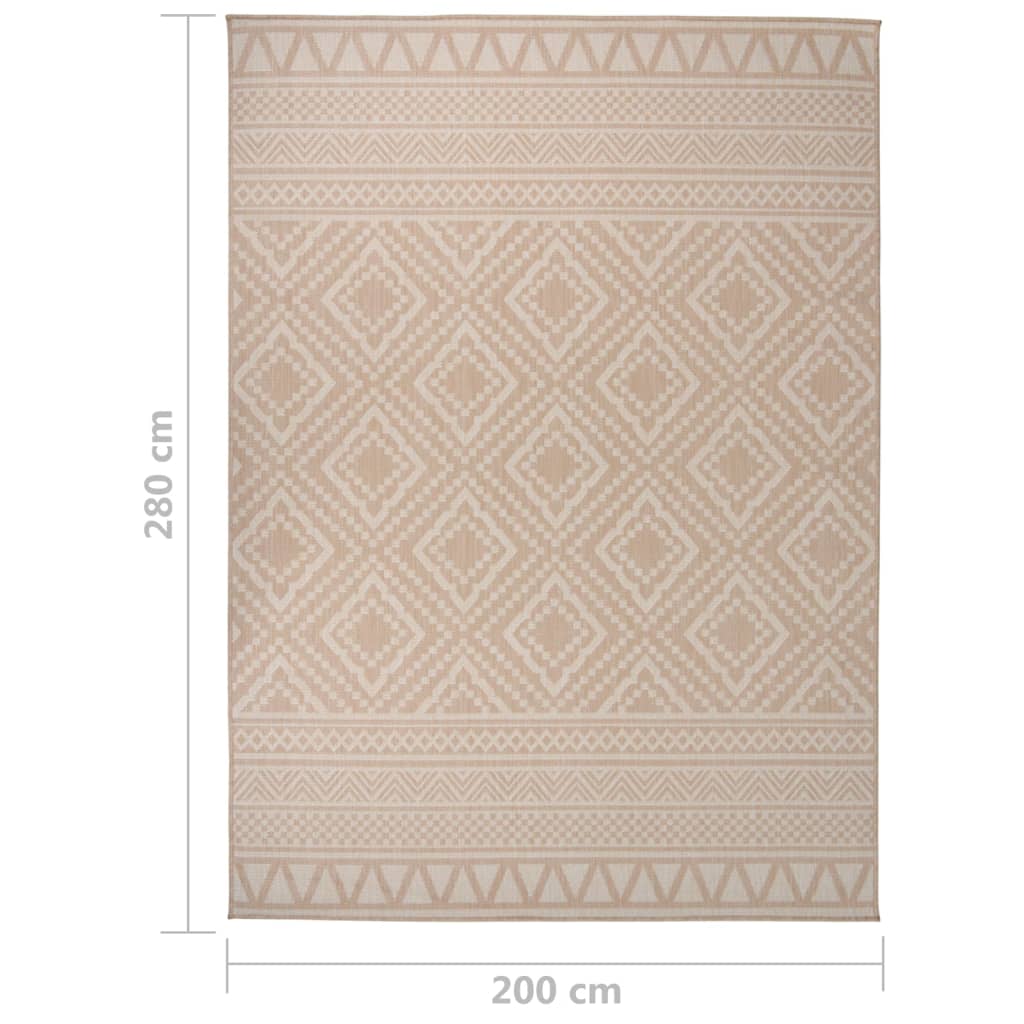 Outdoor-Teppich Flachgewebe 200x280 cm Braun Gestreift