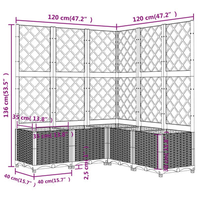 Pflanzkübel mit Rankgitter Braun 120x120x136 cm PP