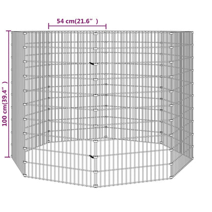 Freilaufgehege 8-teilig 54x100 cm Verzinktes Eisen