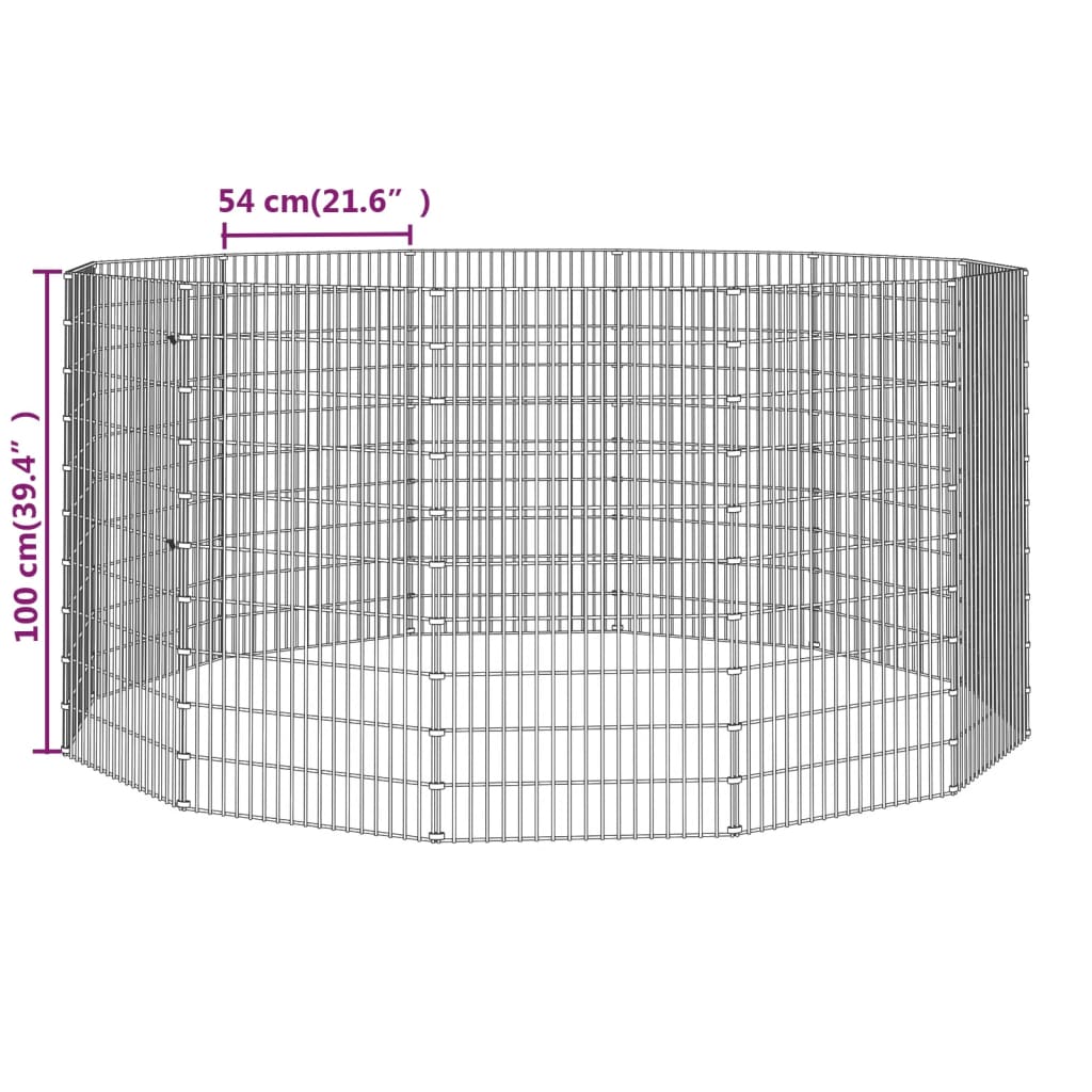 Freilaufgehege 12-teilig 54x100 cm Verzinktes Eisen