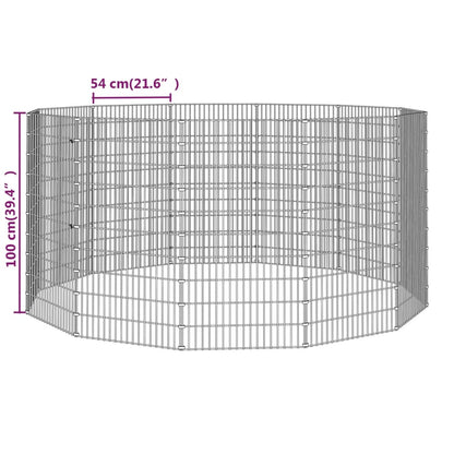 Freilaufgehege 12-teilig 54x100 cm Verzinktes Eisen