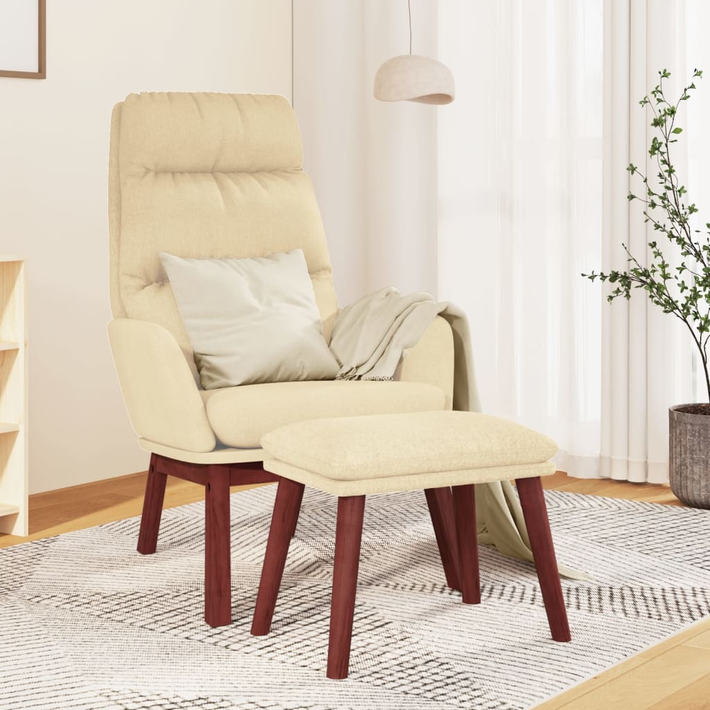 Relaxsessel mit Hocker Creme Stoff