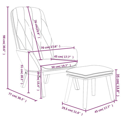 Relaxsessel mit Hocker Hellgrau Samt