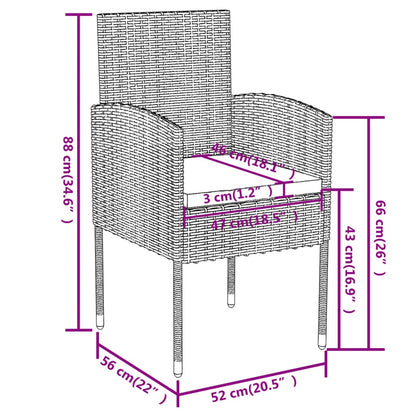 3-tlg. Garten-Essgruppe Poly Rattan Anthrazit