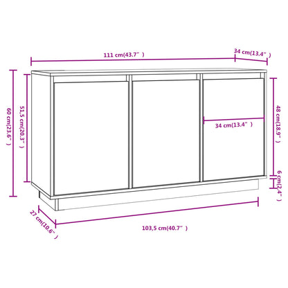 Sideboard Weiß 111x34x60 cm Massivholz Kiefer