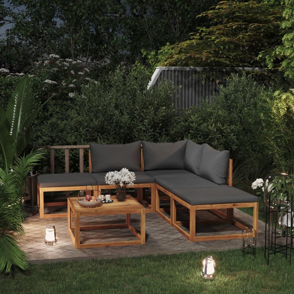 6-tlg. Garten-Lounge-Set mit Kissen Massivholz Akazie