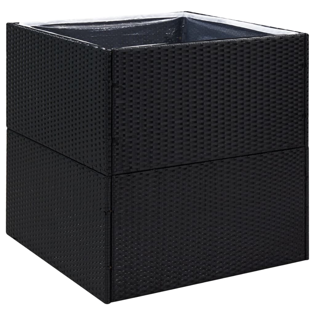 Pflanzkübel Schwarz 80x80x80 cm Poly Rattan