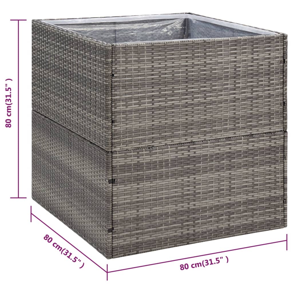 Pflanzkübel Grau 80x80x80 cm Poly Rattan