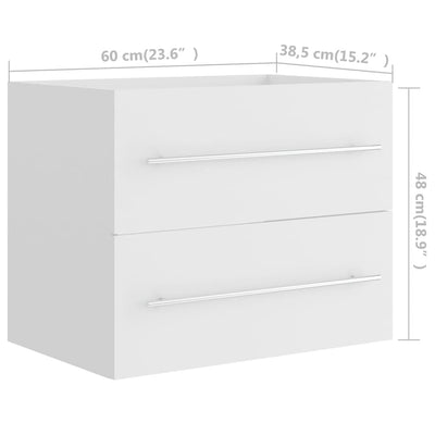 Waschbeckenunterschrank mit Einbaubecken Weiß Holzwerkstoff