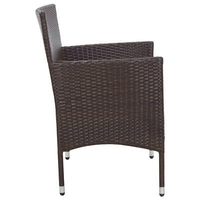 Gartenbank mit Kissen Poly Rattan Braun