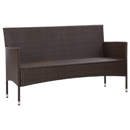 Gartensofa 3-Sitzer mit Kissen Braun Poly Rattan