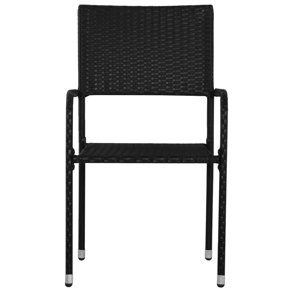 Garten-Essstühle 2 Stk. Stapelbar Schwarz Polyrattan