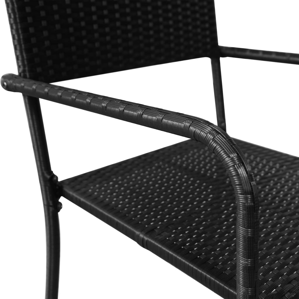 Garten-Essstühle 2 Stk. Stapelbar Schwarz Polyrattan