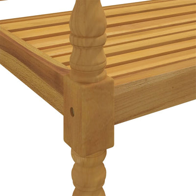 Batavia-Bank mit Kissen Grau Karomuster 150 cm Massivholz Teak