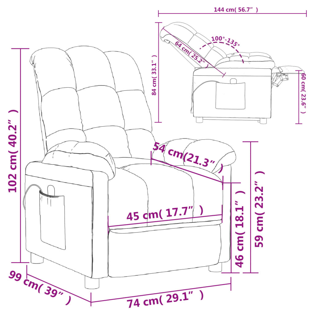 Massagesessel Dunkelbraun Stoff