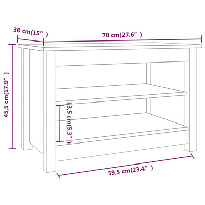 Schuhbank 70x38x45,5 cm Massivholz Kiefer