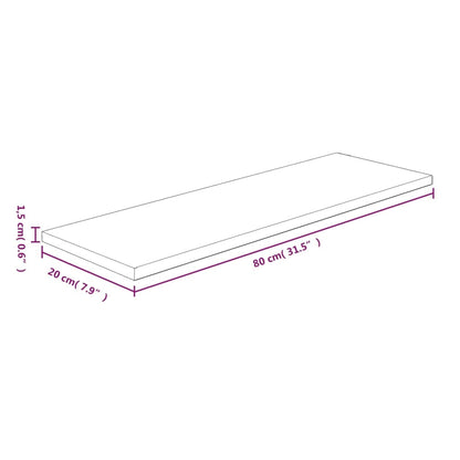 Regalboden 80x20x1,5 cm Unbehandeltes Massivholz Eiche