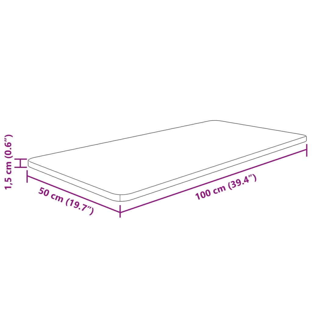 Waschtischplatte 100x50x1,5 cm Massivholz Unbehandelt