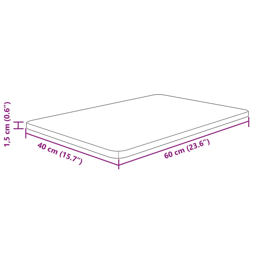 Waschtischplatte 60x40x1,5 cm Massivholz Unbehandelt