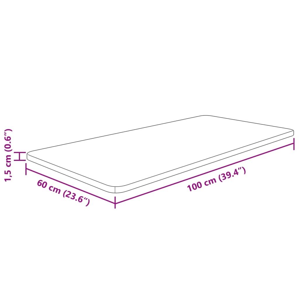 Waschtischplatte 100x60x1,5 cm Massivholz Unbehandelt