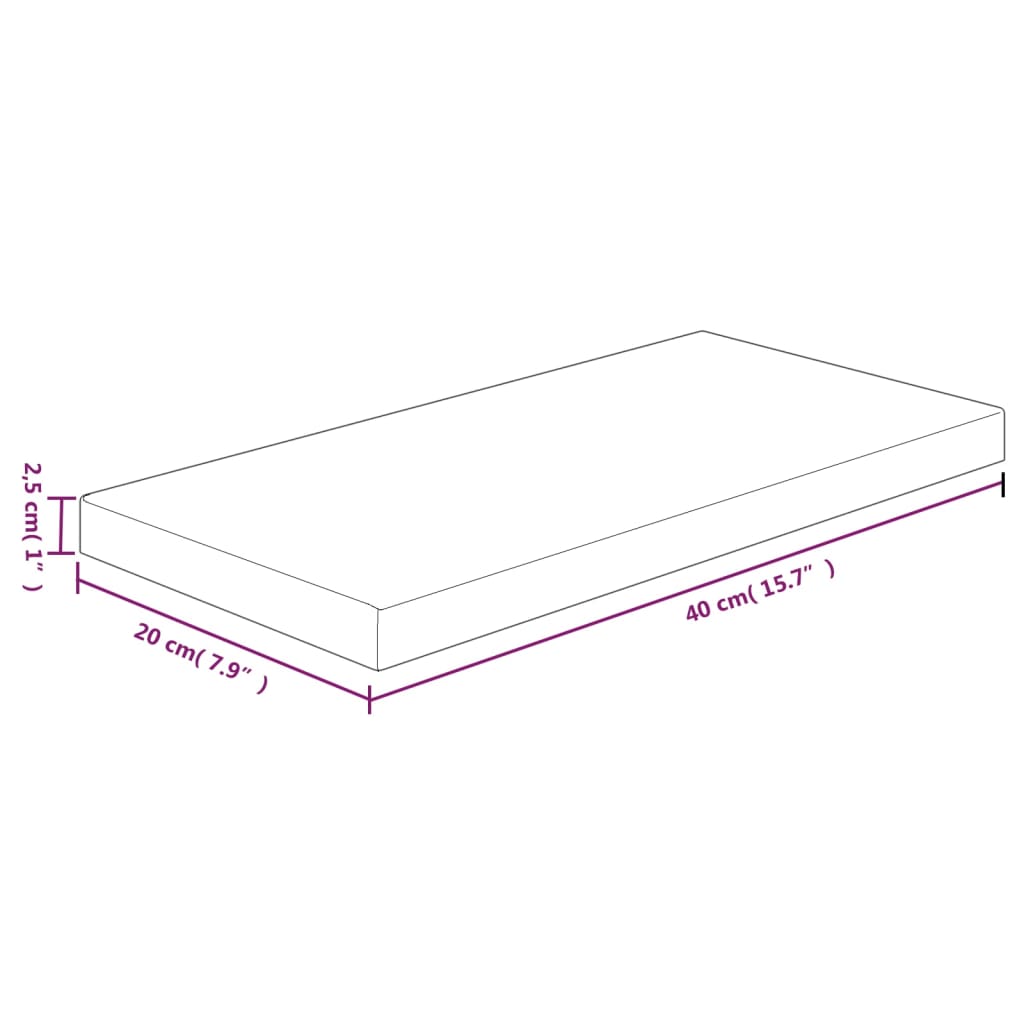 Regalboden 40x20x2,5 cm Unbehandeltes Massivholz Eiche