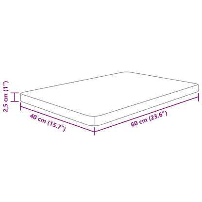 Waschtischplatte 60x40x2,5 cm Massivholz Unbehandelt