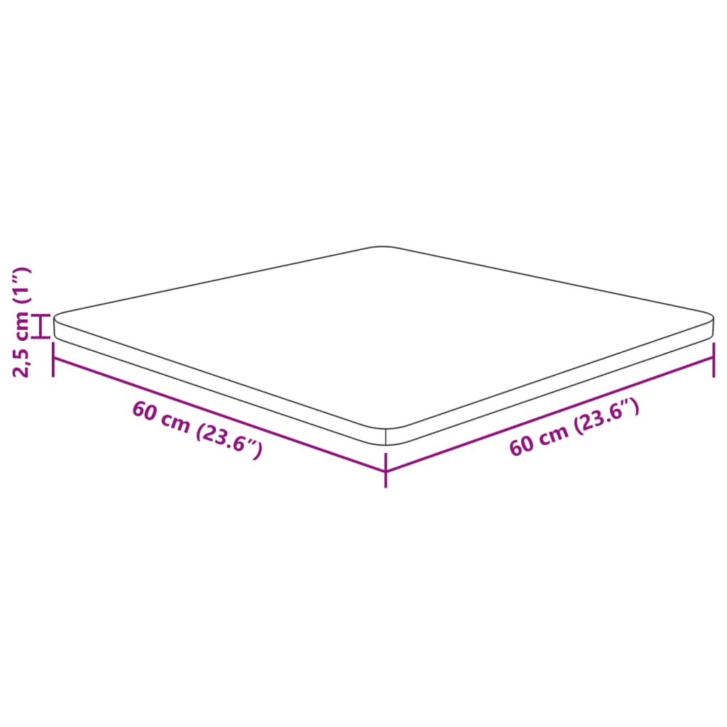 Tischplatte Quadratisch Hellbraun 60x60x2,5cm Behandelte Eiche