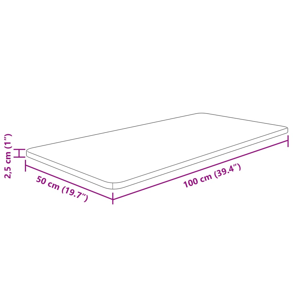 Waschtischplatte Hellbraun 100x50x2,5 cm Massivholz Behandelt