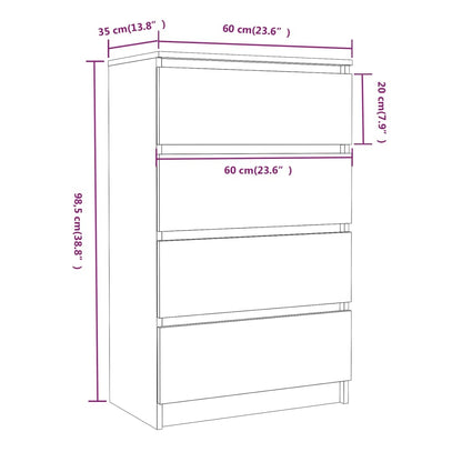 Sideboard Braun Eichen-Optik 60x35x98,5 cm Holzwerkstoff