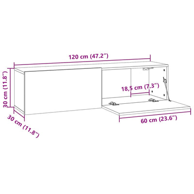 TV-Wandschrank Räuchereiche 120x30x30 cm Holzwerkstoff