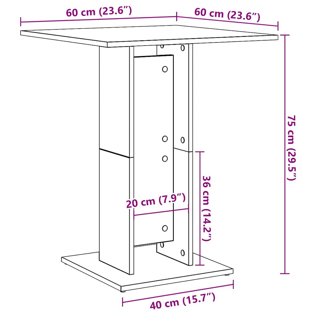 Bistrotisch Grau Sonoma 60x60x75 cm Holzwerkstoff