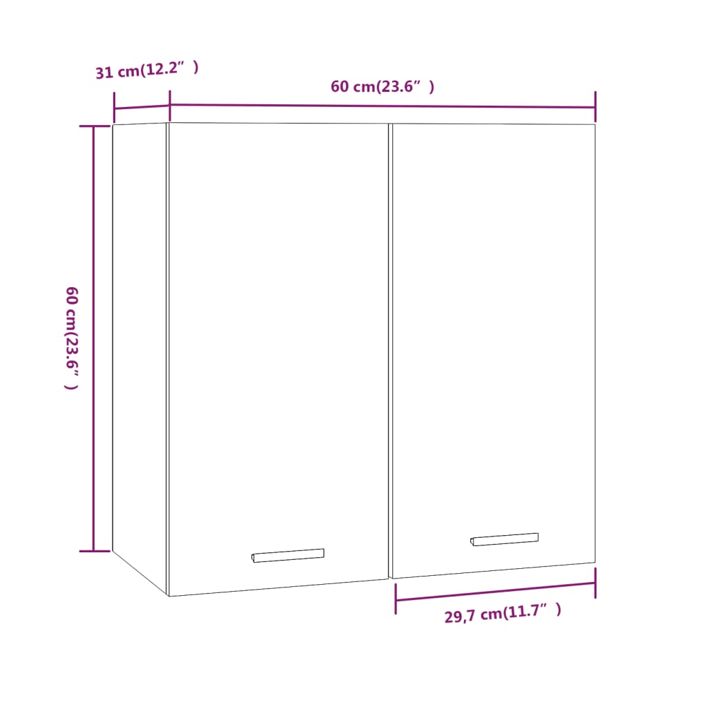 Hängeschrank Grau Sonoma 60x31x60 cm Holzwerkstoff