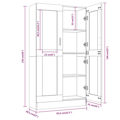 Vitrinenschrank Räuchereiche 82,5x30,5x150 cm Holzwerkstoff