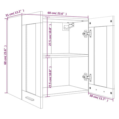 Hängeschrank Glas Grau Sonoma 60x31x60 cm Holzwerkstoff