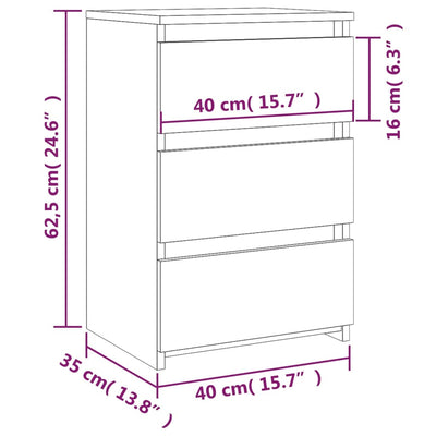 Nachttische 2 Stk. Grau Sonoma 40x35x62,5 cm Holzwerkstoff