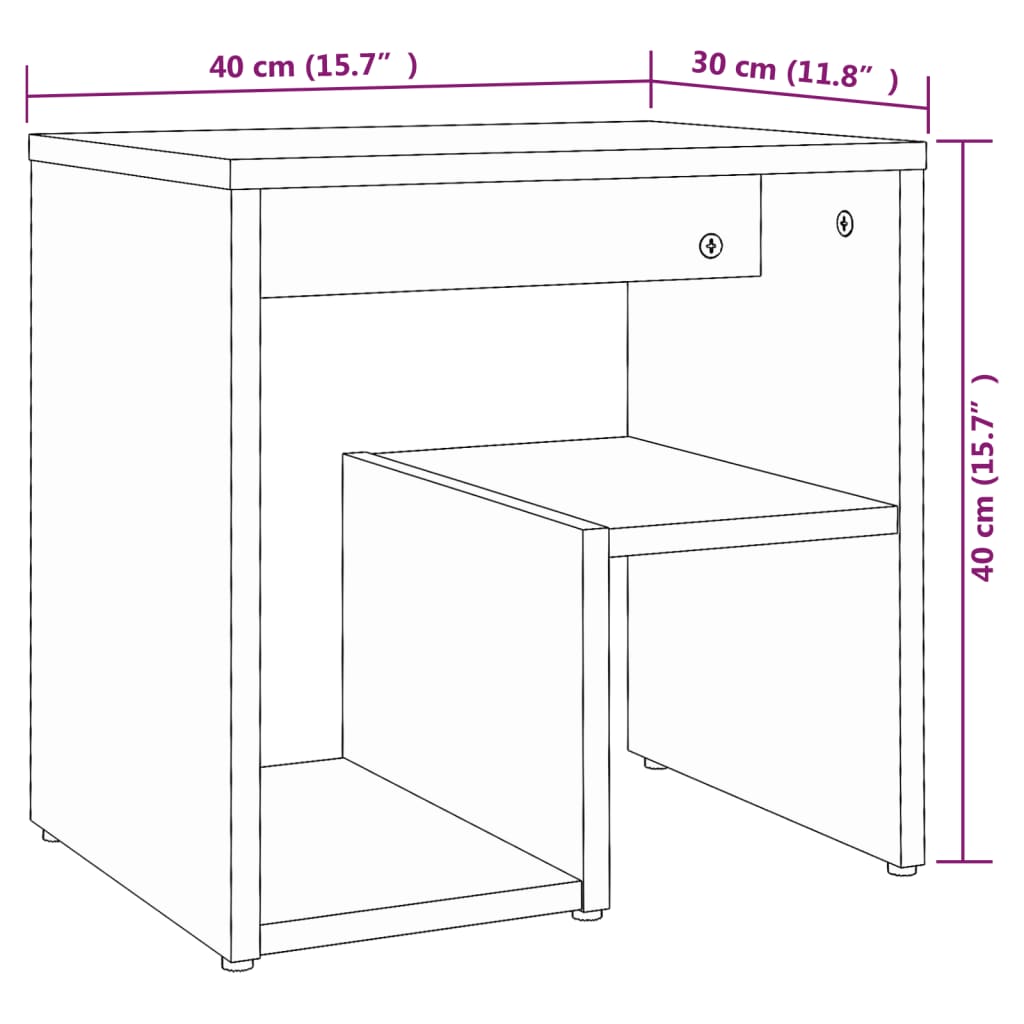 Nachttisch Grau Sonoma 40x30x40 cm Holzwerkstoff