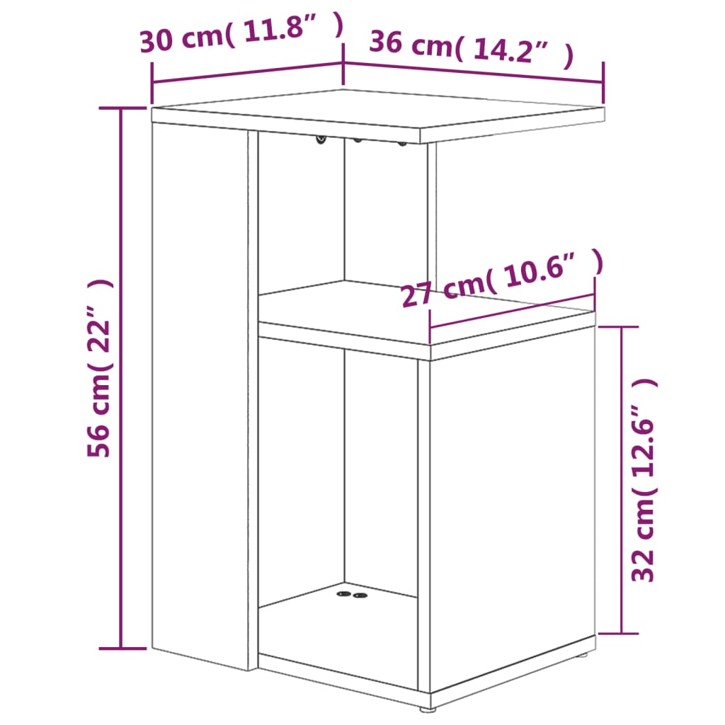 Beistelltisch Grau Sonoma 36x30x56 cm Holzwerkstoff