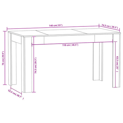 Esstisch Grau Sonoma 140x74,5x76 cm Holzwerkstoff