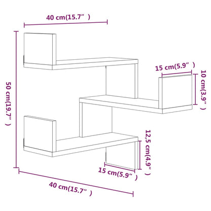 Wand-Eckregal Braun Eichen-Optik 40x40x50 cm Holzwerkstoff