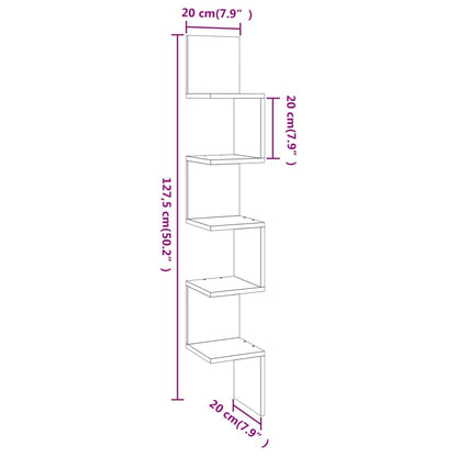 Wand-Eckregal Grau Sonoma 20x20x127,5 cm Holzwerkstoff